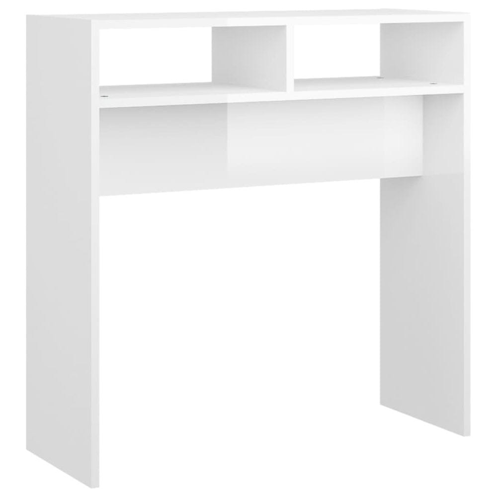 Vidaxl Konzolový stolík lesklý biely 78x30x80 cm drevotrieska
